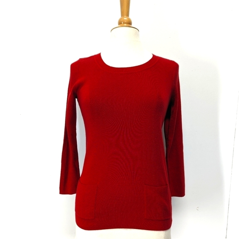 Banana Republic Red Silk Blend Lightweight Sweater Knit Ribbed M